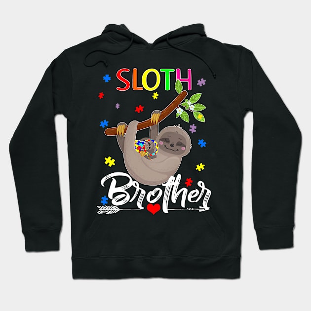 Sloth Autism Awareness Cute Sloth Puzzle Piece Brother Hoodie by sabrinasimoss